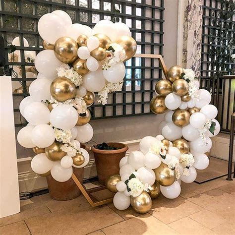 Pcs White And Gold Balloon Arch Garland Kit Including White Etsy