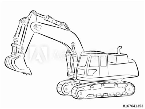 Illustration Of A Excavator Vector Drawing Stock Image