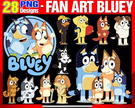 Bundle 28 Fan Art Bluey Png Bluey Png Bingo Png Bluey Etsy Uk