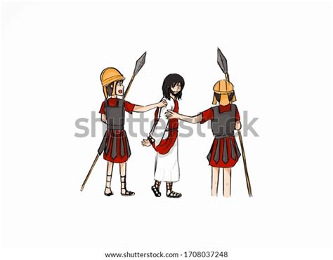 Jesus Arrested By Roman Soldiers Stock Illustration 1708037248