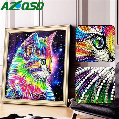 Azqsd 5d Diy Diamond Painting Cat Handmade T Home Decor Diamond