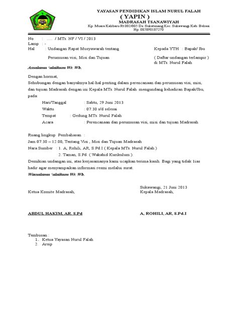 Artikel ini akan membahas mengenai contoh surat undangan rapat. 660+ Contoh Undangan Rapat Visi Misi Sekolah Terbaik ...
