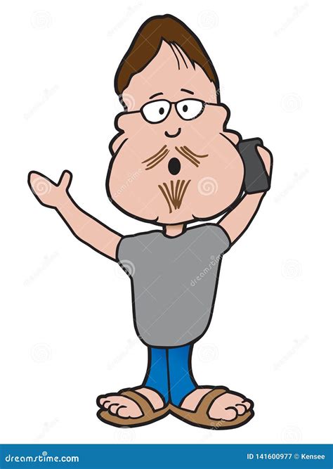Cartoon Guy On Mobile Phone Stock Vector Illustration Of Single