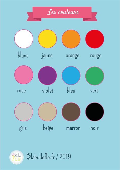 Les couleurs Activités pour apprendre les couleurs Les couleurs en français Apprendre les