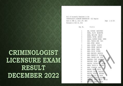 Prc Criminologist Licensure Exam December Result List Of