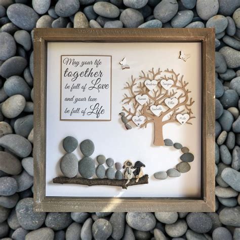Pebble Art Family Tree, Gallery wall home decor hand made to order ...