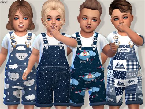Denim Short Overalls For Toddlers By Pinkzombiecupcakes At Tsr Sims 4