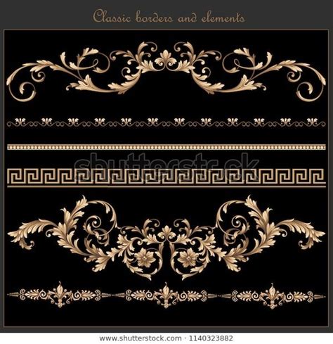 Classic Baroque Borders Elements Traditional Vintage Stock Vector