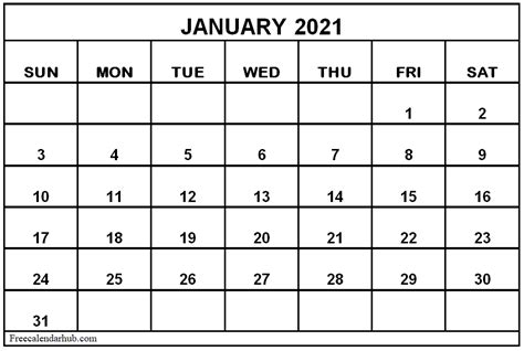 Editable January 2021 Calendar 2021 Calendar Excel Calendar Template