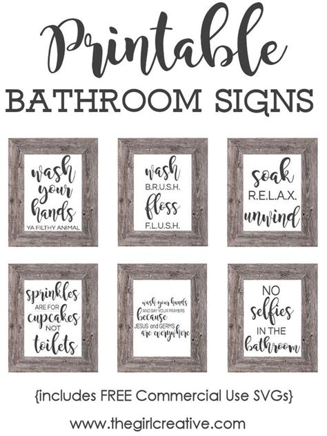 Printable Bathroom Signs Svgs Bathroom Printables Printable