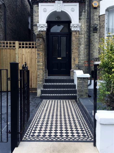 Victorian Mosaic Tile Path And Steps With Yorkstone Brixton London