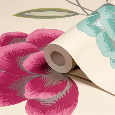 Statement Havana Lime Pink And Turquoise Floral Wallpaper Departments