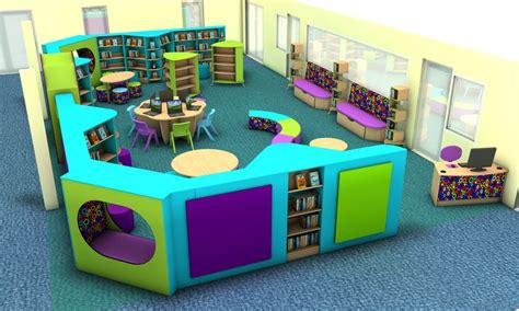 Bright And Colourful Primary School Library Design School Library
