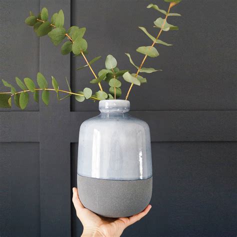 Medium Dipped Grey Ceramic Vase By Hunter And Co