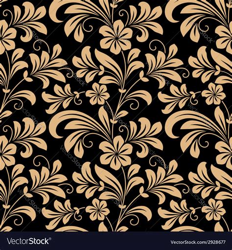 Floral Seamless Pattern With Gold Flowers Vector Image