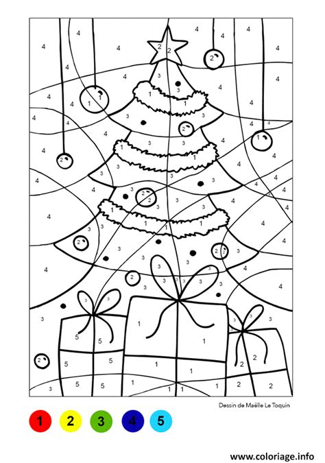 Coloriage Magique Sapin Et Cadeaux Noel Dessin Magique à Imprimer