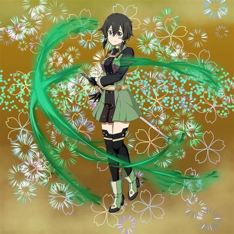 An Anime Character Is Standing In Front Of Some Flowers And Green