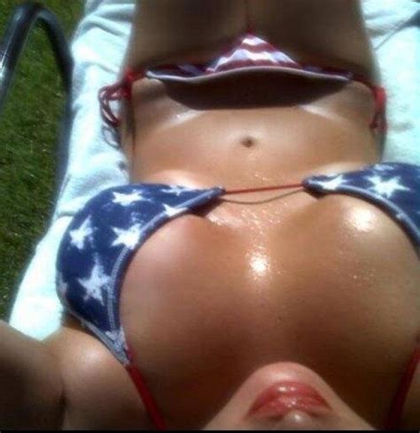 Oiled Up Patriotic Bikini Babe Greasedbabes