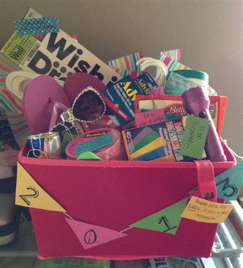 It is slick, stylish, and pairs well with any type of outfit which makes it the best accessory for a college. Graduation gift basket - college survival and tips basket ...