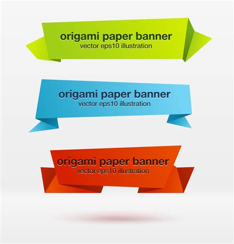 Origami Paper Banner Set Vector Download