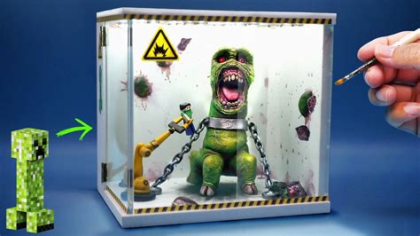 How To Make Realistic Minecraft Creeper In The Laboratory Diorama