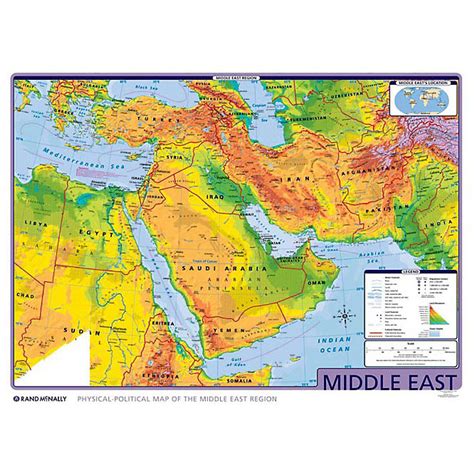 Middle East Physical Political Wall Map Rand Mcnally Store