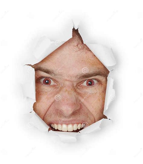Violent Evil Man Looks Through A Hole Stock Image Image Of Rags