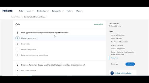 Get Started With Screen Flows Quiz Screen Flows Salesforce