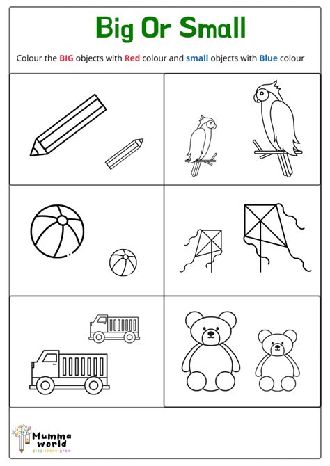 Big Vs Small Size Comparison Worksheets For Preschool And Kindergarten