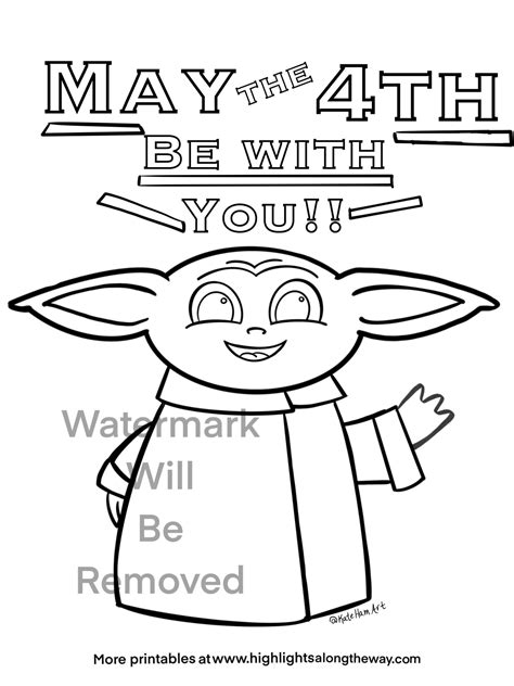 May The Th Be With You Baby Yoda Printable Coloring Sheet Coloring Home