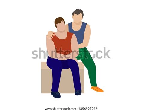 Men Sit Next Each Other On Stock Vector Royalty Free 1856927242