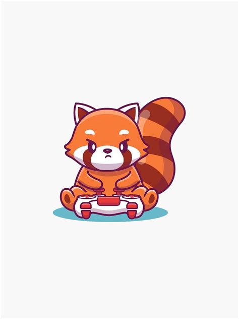 Red Gaming Panda Sticker For Sale By Lu Mar Redbubble