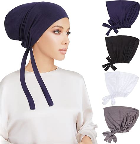 4 Pcs Women Hijab Undercap Islamic Muslim Under Hijab Cap Inner Under Scarf Hat Hijab Cap With
