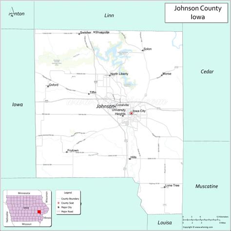 Map Of Johnson County Iowa Showing Cities Highways And Important Places