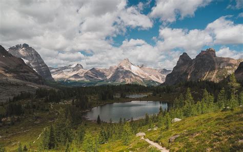 Download Wallpaper 3840x2400 Mountains Lake Trees Path Landscape