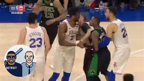 Hold Me Back Joel Embiid Terry Rozier Get Technicals After Game 4 Skirmish Jalen And Jacoby