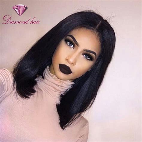 9a Glueless Virgin Bob Wig Full Lace Human Hair Bob Wigs 130 Density