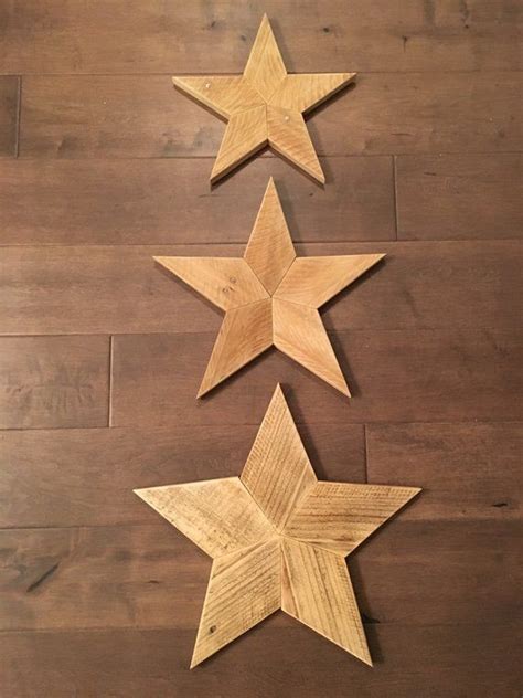 Set Of 3 Reclaimed Wood Star Wooden Star Star Wall Art Etsy Star