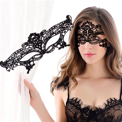 Belts And Belt Buckles Lady Gril Sexy Black Lace Hollow Face Mask For