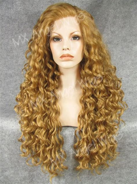 Style 26inch Long Curly Strawberry Blonde Color Synthetic Lace Front