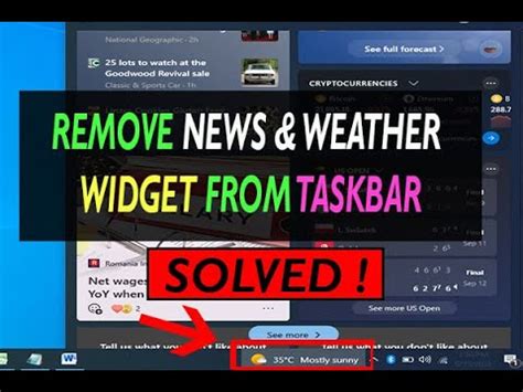 How To Remove News And Weather Widget From Taskbar In Windows Youtube