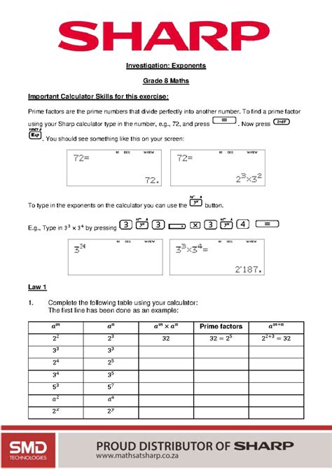 Exponents investigations grade 8 - Investigation: Exponents Grade 8