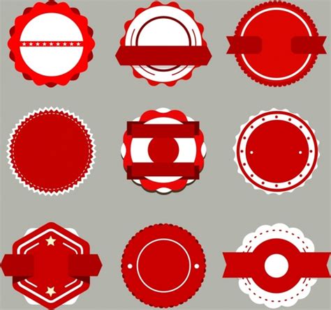 Labels Templates Collection White Red Circles Design Vectors Graphic