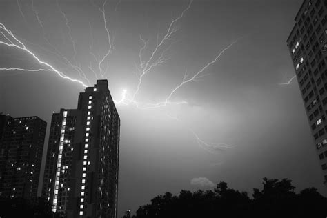 Premium Photo Monochrome Image Of Incredible Real Lightning Strikes