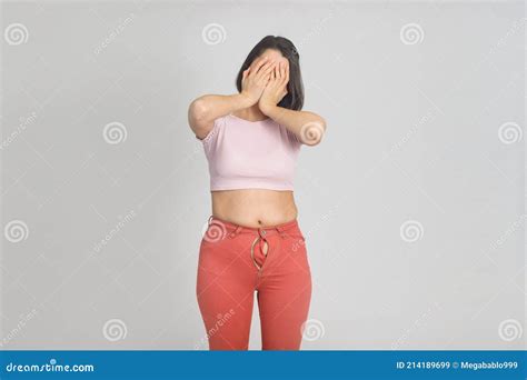 Upset Young Woman With Slightly Overweight Diet Overweight Obesity