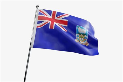 Islas Malvinas Ondeando Bandera De Tela Aislada Sobre Fondo Blanco Ilustración 3d Foto Premium