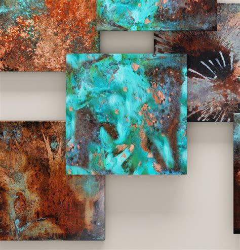 Copper Patina Wall Art Abstraction Panel 3d Model For Vray