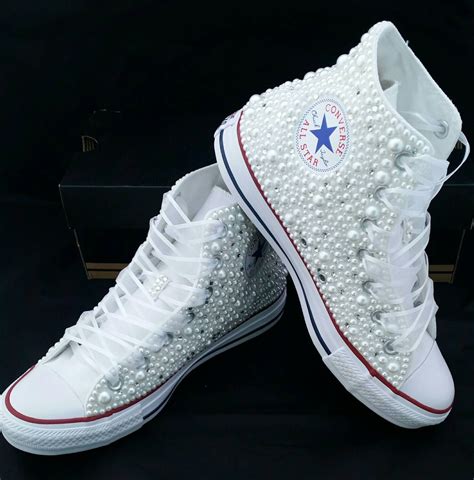 Wedding Converse Bridal Sneakers Bling And Pearls Custom Converse