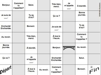 French Greetings Board Game and Vocabulary - Les Salutations by Sue Summers