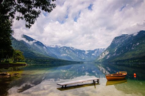 Lake Bohinj Lake In Slovenia In Trigav Natl Park Near Bled Europe